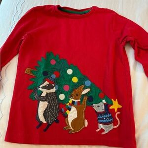Kid's Mini Boden Long Sleeve Embroidered Holiday Design Tee